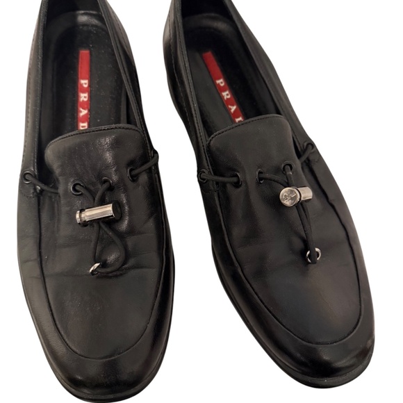 PRADA Authentic Nappa Women’s Black Leather Toggle Loafers Size 38.5 with Box - Picture 3 of 7